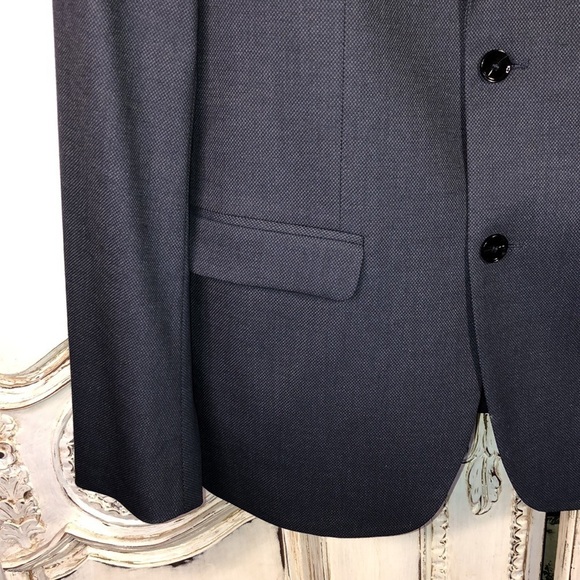 Zara Man Blue Two Button Front Closing Sport Coat with Built In Pocket Square - Picture 4 of 11